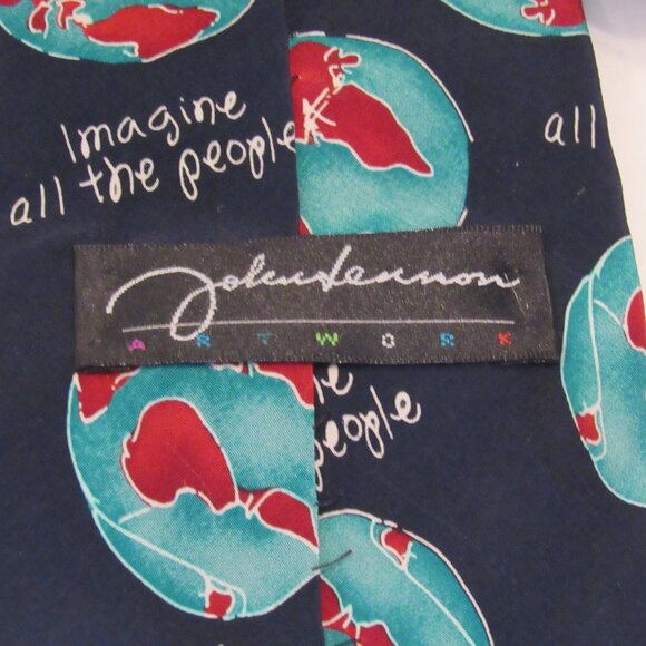 Official John Lennon Artwork 100% Silk Tie Imagine All The People + Mug Lot of 2 - Picture 4 of 12